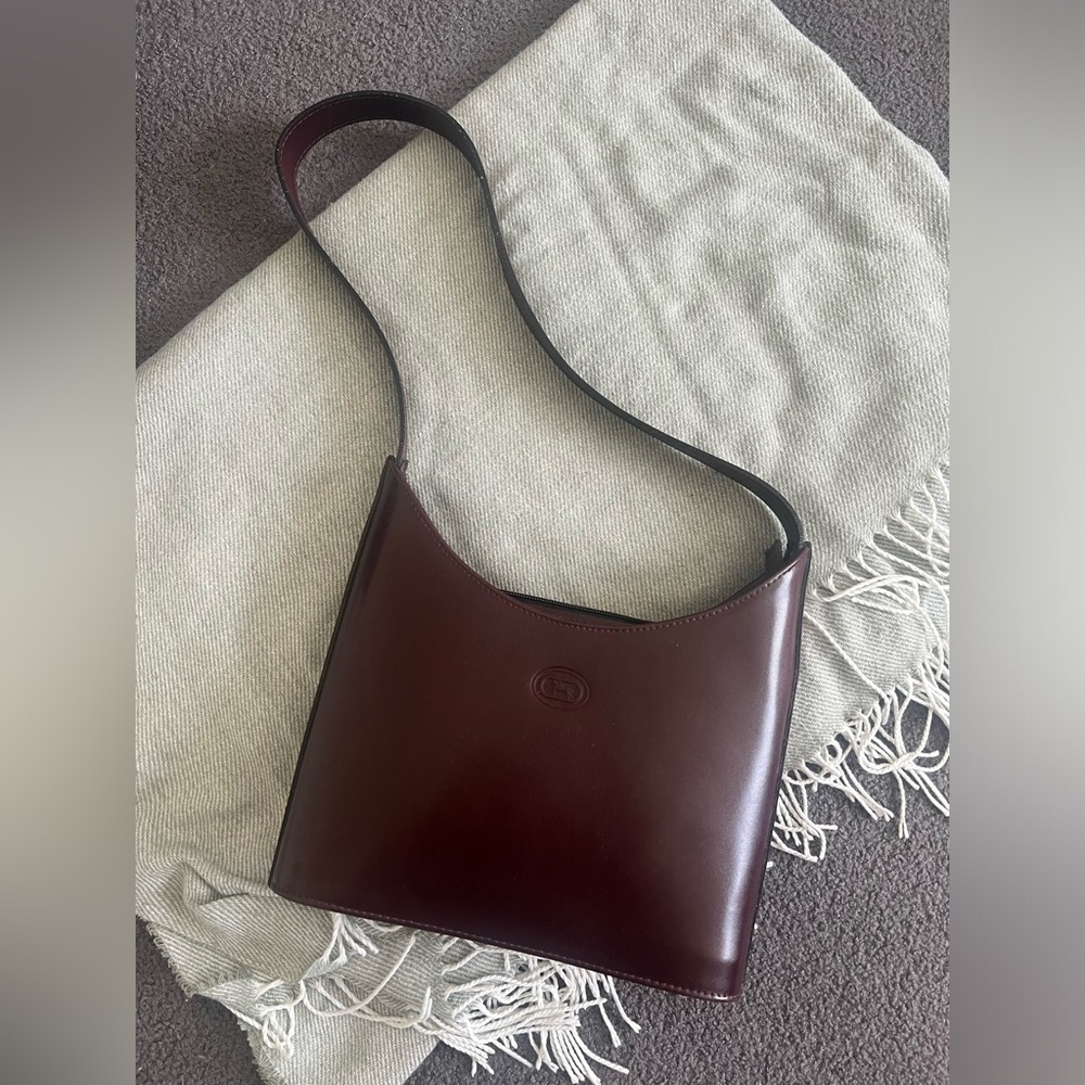 Chocolate Red Brown Burgundy Leather Shoulder Bag